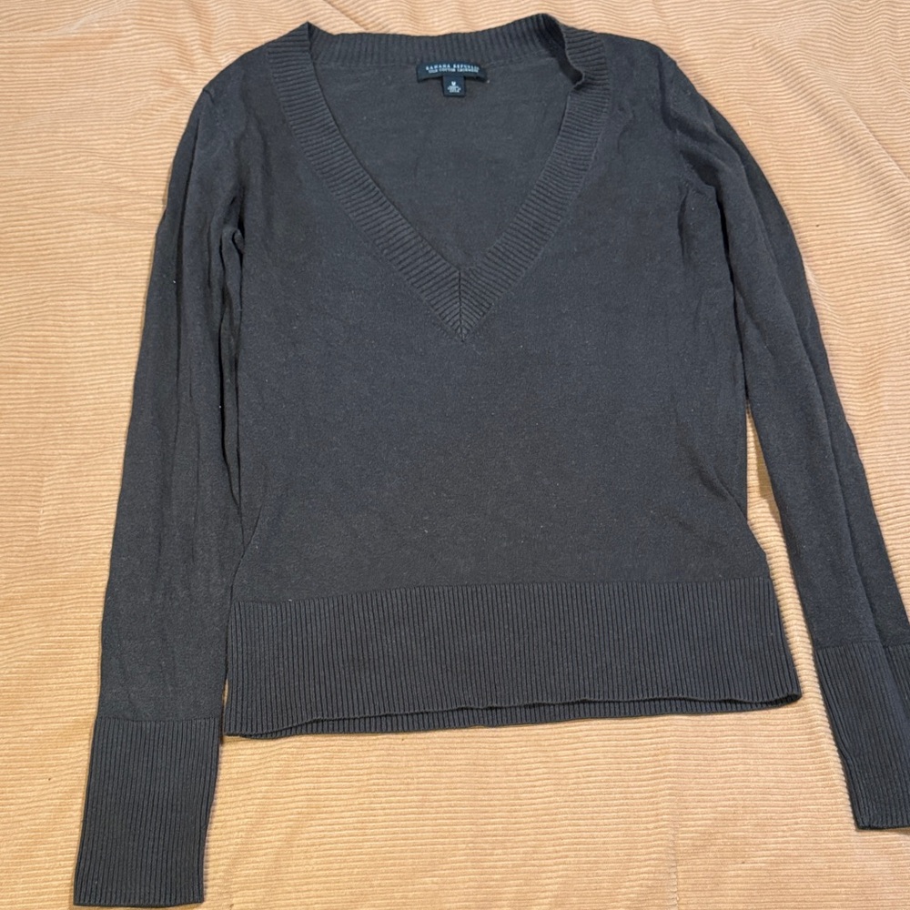 Banana Republic Dark Brown V-Neck Long Sleeve Top